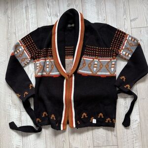 VTG NEW 70s JCPenney Native Southwestern Aztec  Sweater Shawl Collar Cardigan M